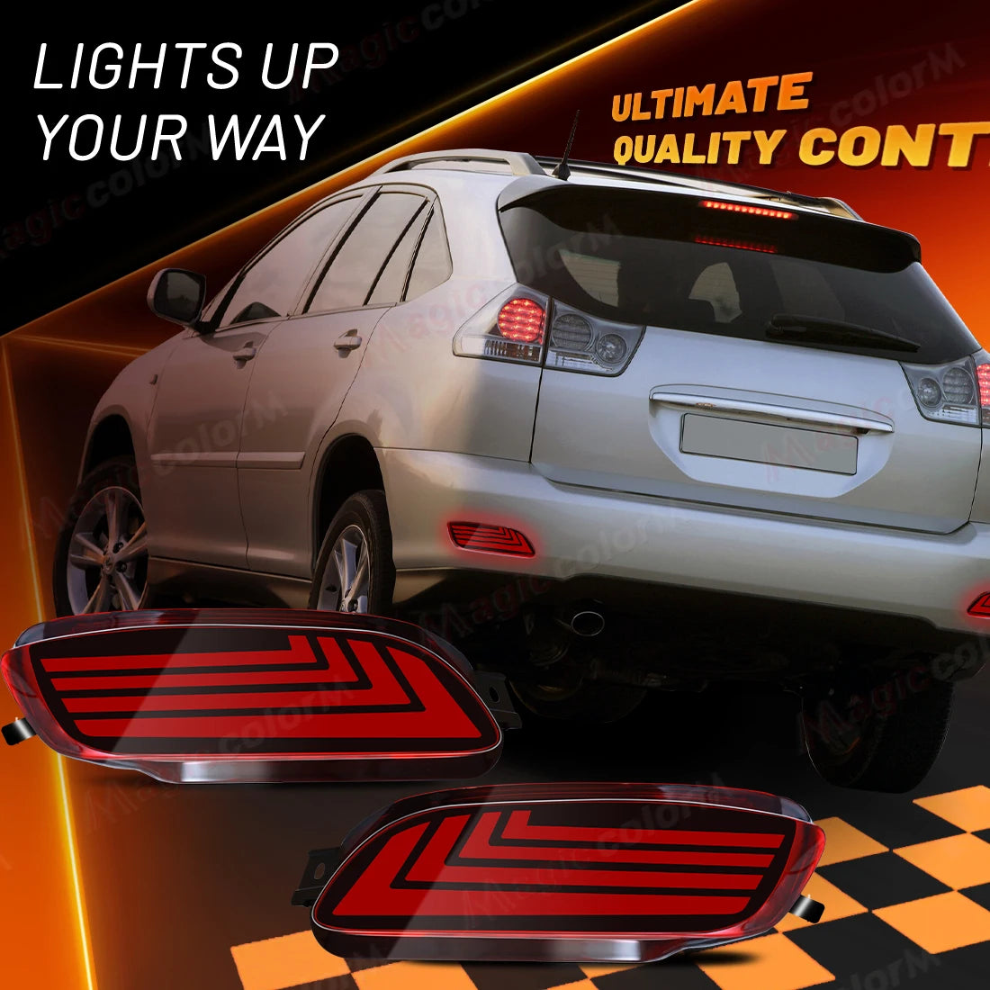For Lexus RX For Toyota Harrier 2003 - 2008 For Venza 2013 - 2015 Rear Bumper Reflector Lights Dynamic Turn Signal Brake Lamps