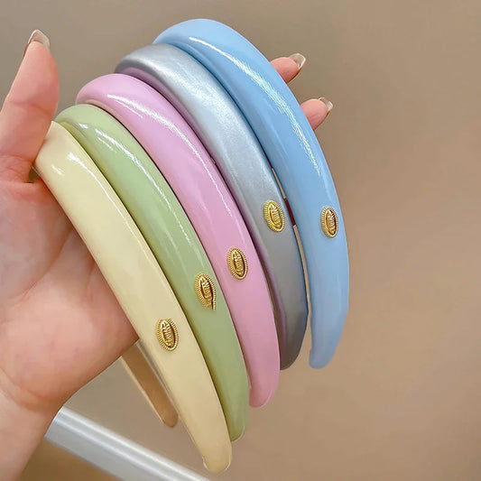 Candy Color Pu Leather Headband For Women Elegant Outing Wash Face Headband Fashion Girl Hair Accessories