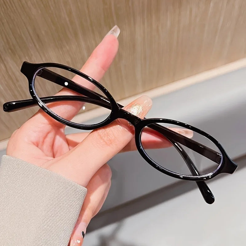 1 Pair Y2K Style Cute Oval Full Rim Plastic Frame Non-Prescription Blue Light Blocking Glasses for Women