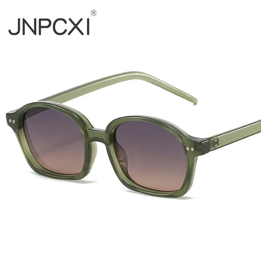 JNPCXI New Fashion Small Oval Jelly Color Women Sunglasses Shades UV400 Fashion Orange Gradient Men Punk Rivets Sun Glasses