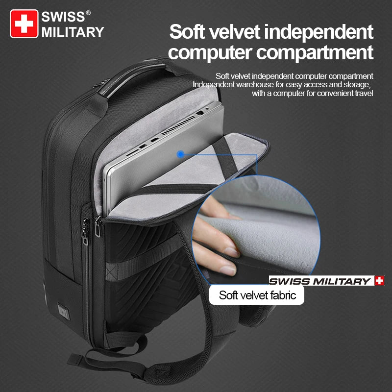 SWISS MILITARY Waterproof Business USB School Backpack 15.6 Inch Laptop Backpack