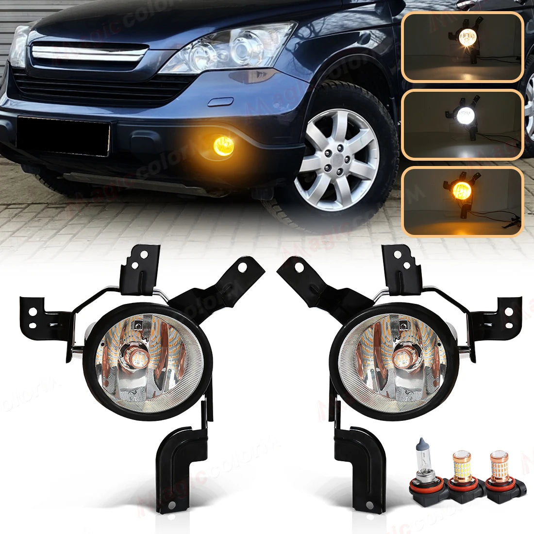 For Honda CRV CR-V 2007 2008 2009 Fog Lamps DRL Front Bumper Daylights Daytime Running Light Halogen LED Bulbs Car Accessories