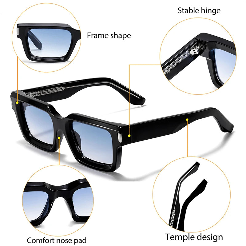 CATERSIDE Vintage Punk Men's Square Sunglasses Brand Design Small Frame Sun Glasses Party Travel Glasses Gift Ideal Choice