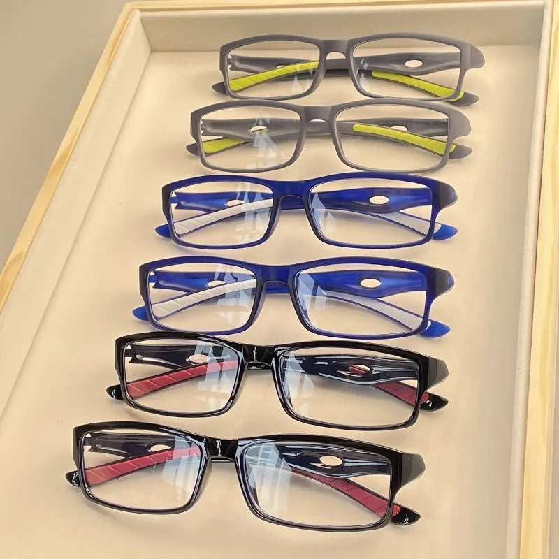 6 Pairs of Ultra Light Sports Reading Glasses for Both Men and Women Full Frame Rectangular+1.0 To+4.0 Degrees