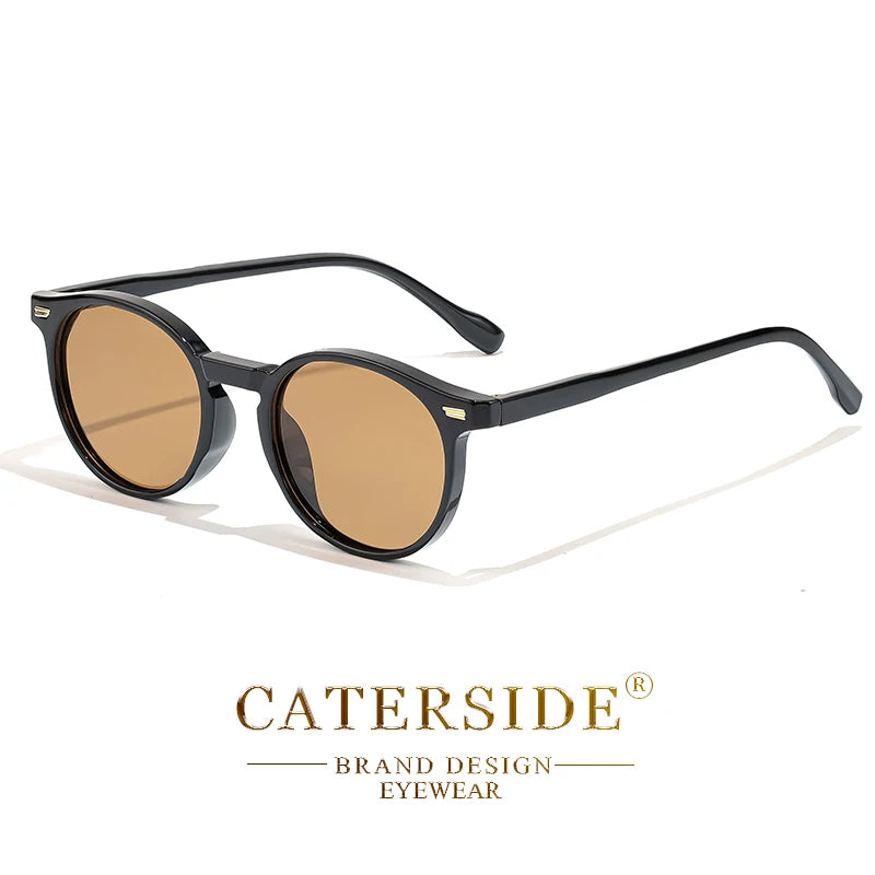CATERSIDE Retro Polarized Sunglasses Men Round Personalized Fashion Sun Glasses Women Outdoor Driving Beach Sports Eyewear UV400