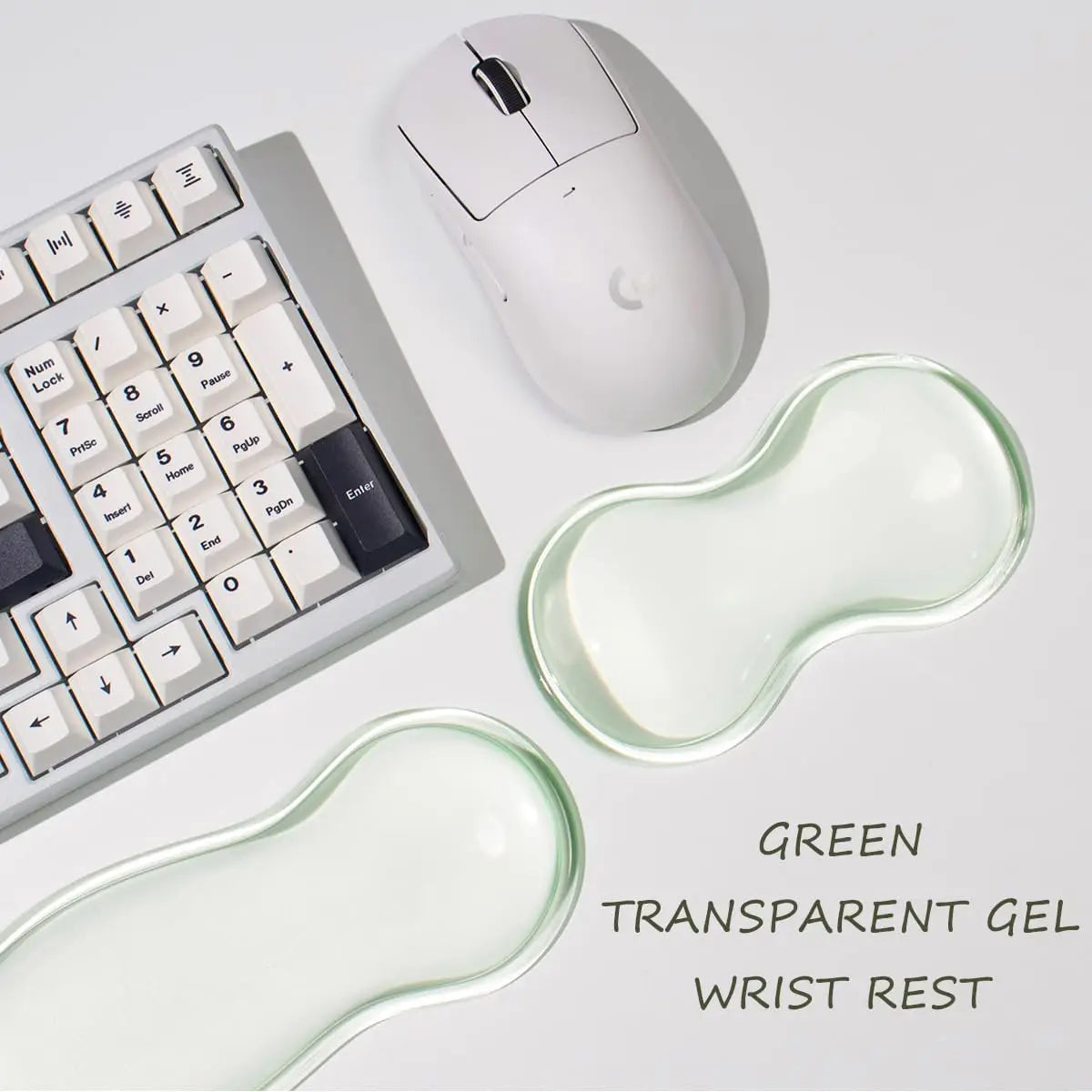 Clear Gel Wrist Rest for Keyboard and Mouse, Silicone Keyboard Wrist Rest Set, Ergonomic Wrist Rest for Keyboard 75% Pain Relief