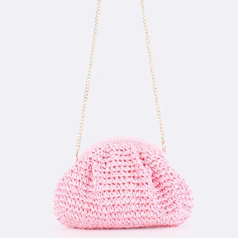 2026 Summer New Straw Weaving Crossbody Bag Fashionable and Casual Shell Bag Women's Shoulder Bag with Excellent Texture