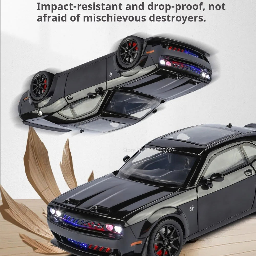 1:24 Hellcat Viper Miniature Sports Car Alloy Diecast Model Toys Front Wheel Steering Sound Light Pull Back Vehices Collectibles