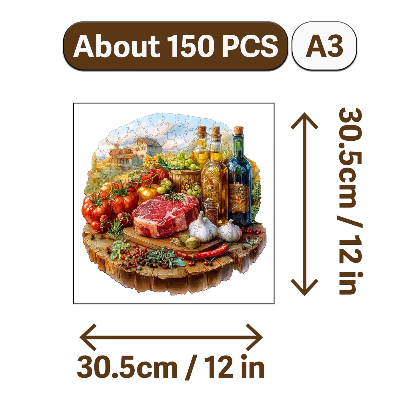 Gourmet Feast Theme Wooden Jigsaw Puzzle Wood Home Decor Painting Christmas and Halloween Gift Toy For Teen And Kid