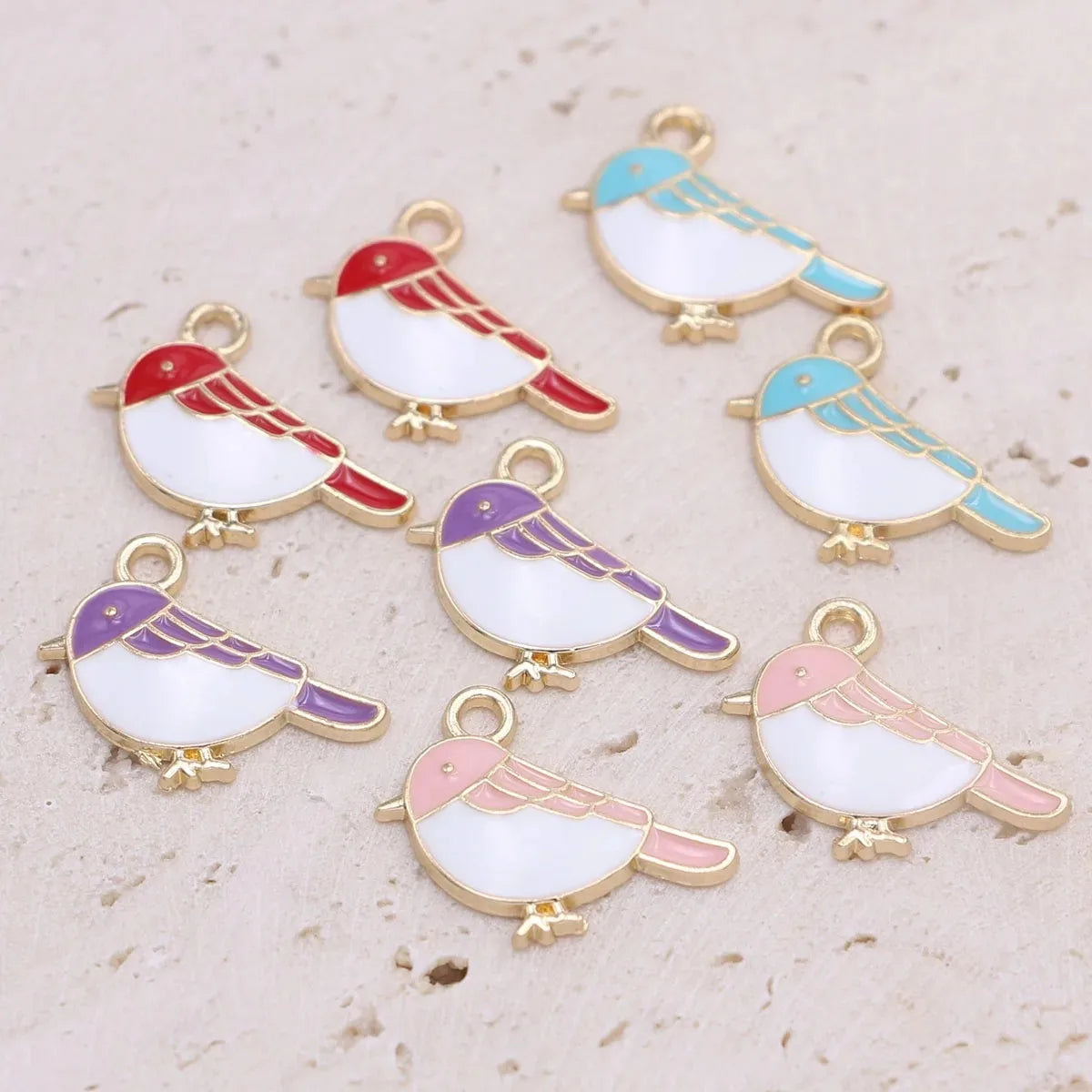 10Pcs Gold Color Enamel Blue Birds Charm Pendant Jewelry Making Earrings Bracelet Necklace Accessories DIY Craft