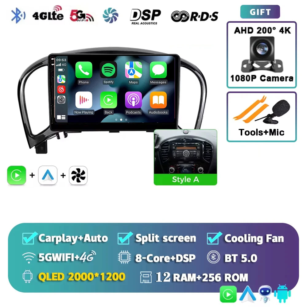 Android 15 Car radio For Nissan Juke 2010 2011 2012 2013 2014 Wireless Android Auto Carplay Car Multimedia Player WIFI 4G DSP 2