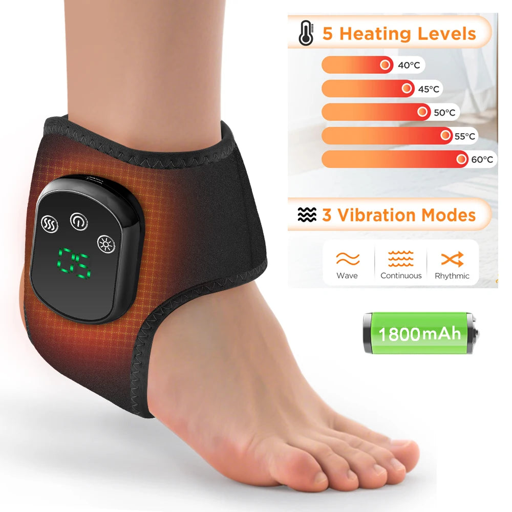 3/5 Level Heating Ankle Guard Vibration Massage Hot Compress Foot Brace Ankle Wrap Feet Protector Rechargeable Thermal Foot Band