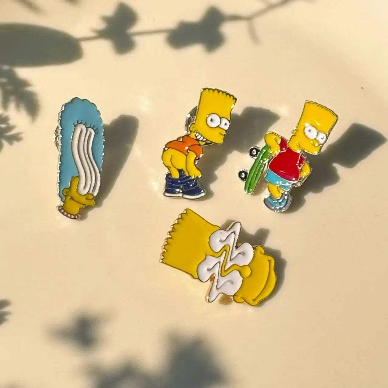 4pcs the Simpsons Comedy Anime TV Series Enamel Pins Set Cartoon Lapel Brooch Badges Funny Jewelry Gift for Kids And Friends