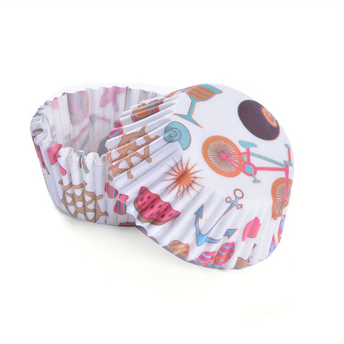 100pcs Mini Cake Liner Stand Cake Greaseproof Paper Tray Cupcake Cups, Cute Pattern, for Birthday Party Favors, Baking