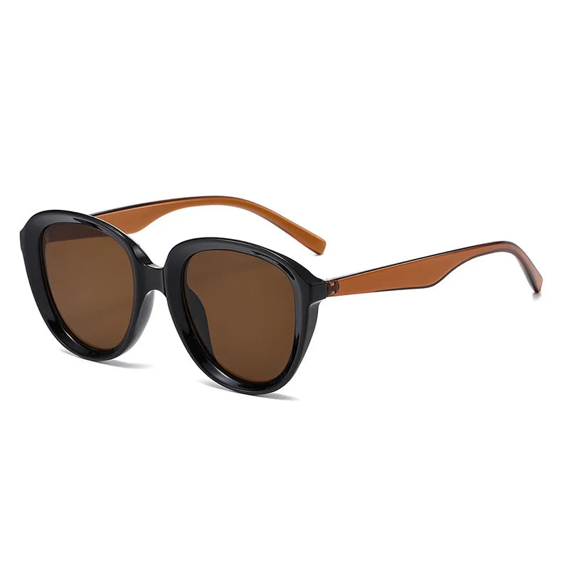 JNPCXI Retro Cat Eye Women Sunglasses Shades UV400 Fashion Brown Tea Trending Rivets Punk Men Sun Glasses