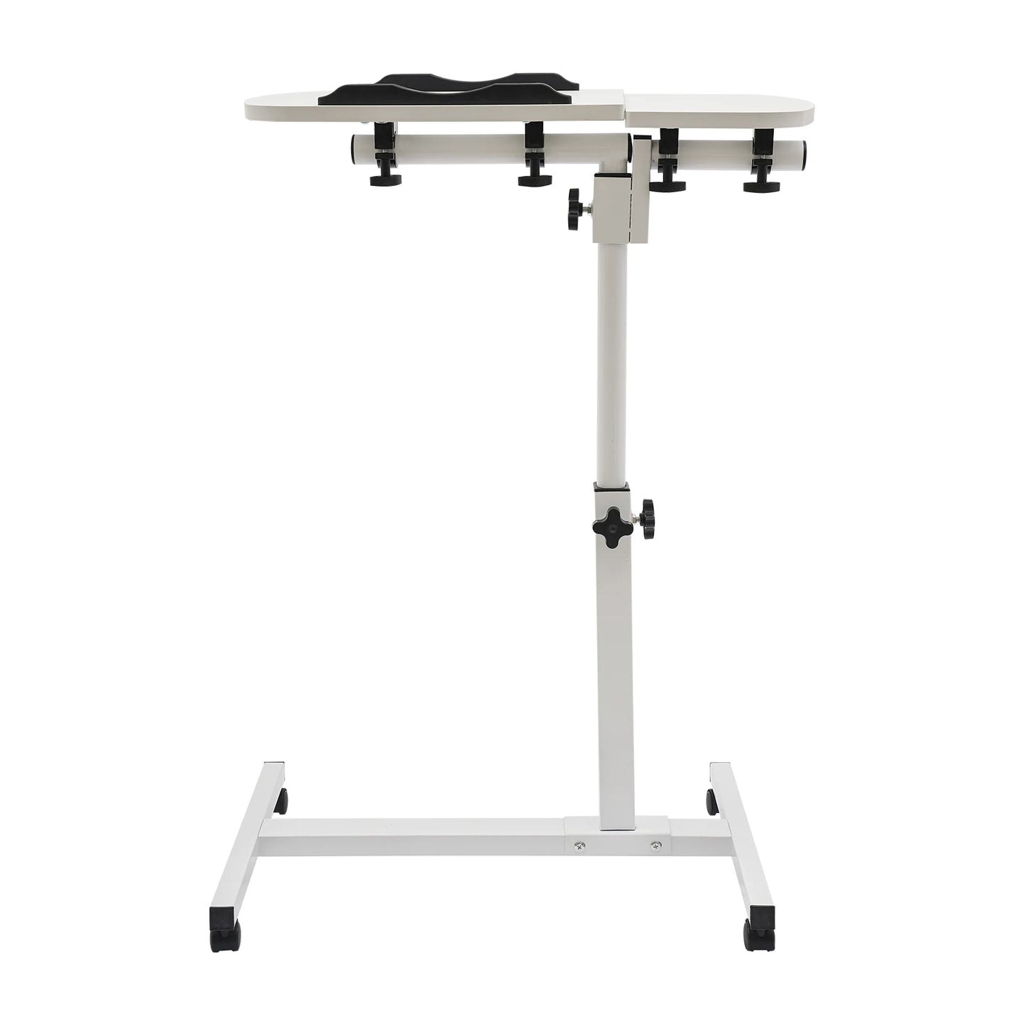 White Carbon Steel Adjustable Laptop Desk Stand With 360° Swivel Wheels w/Brakes