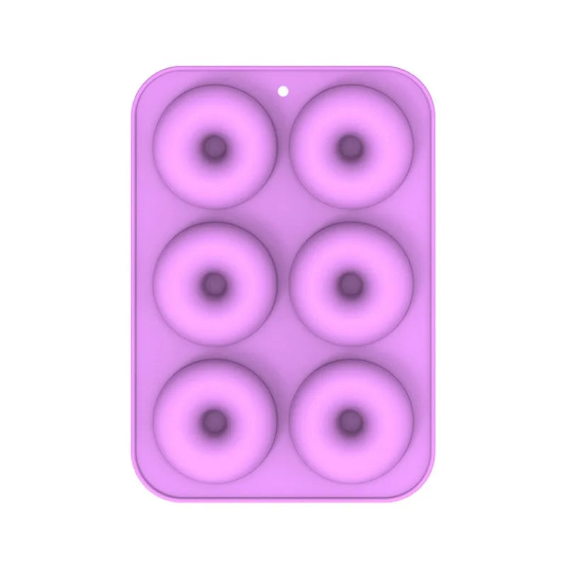 1pc 6-Cavity Silicone Donut Mold, Oven-Safe Silicone Round Donut Mold, Food-Grade Donut Baking Pans for Birthday Holiday Treats