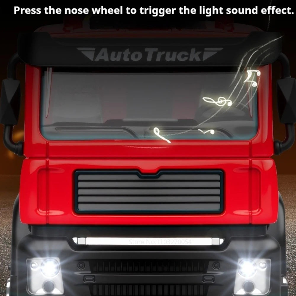 1:50 Spray Fire Truck Alloy Diecast Model Toys Car One Click Water Spray Sound Light Pull Back Removable Pipeline Cars Kids Gift