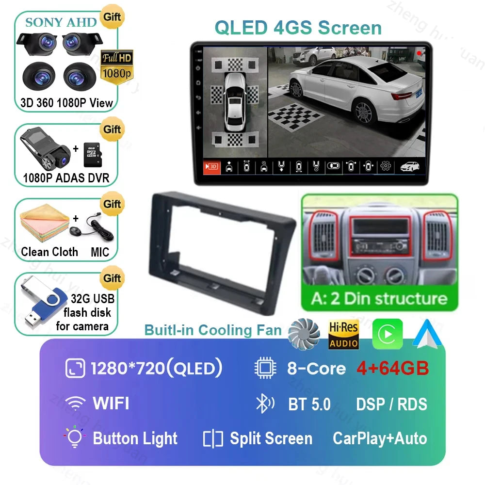 Android 16 Car Radio For Fiat Ducato 2005 2006 - 2023 Citroen Jumper Peugeot Boxer 2011-2015 Auto Carplay 2 din Autoradio 4G RDS