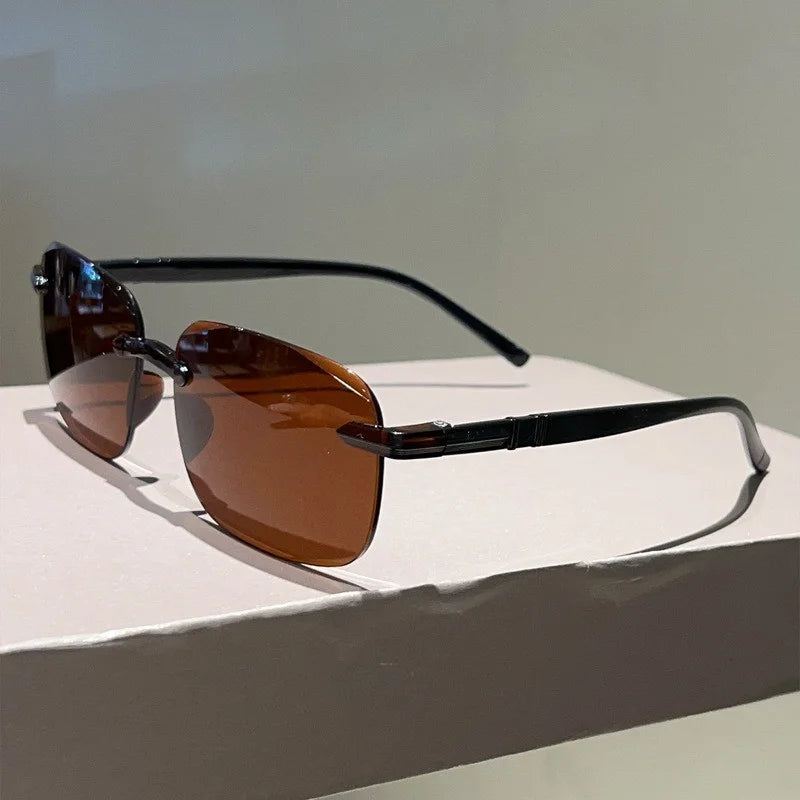 Outdoor Cycling Goggles Sleek Fashion Square Glasses Rimless Sunglasses Versatile Modern Frameless Eyewear For Cycling City