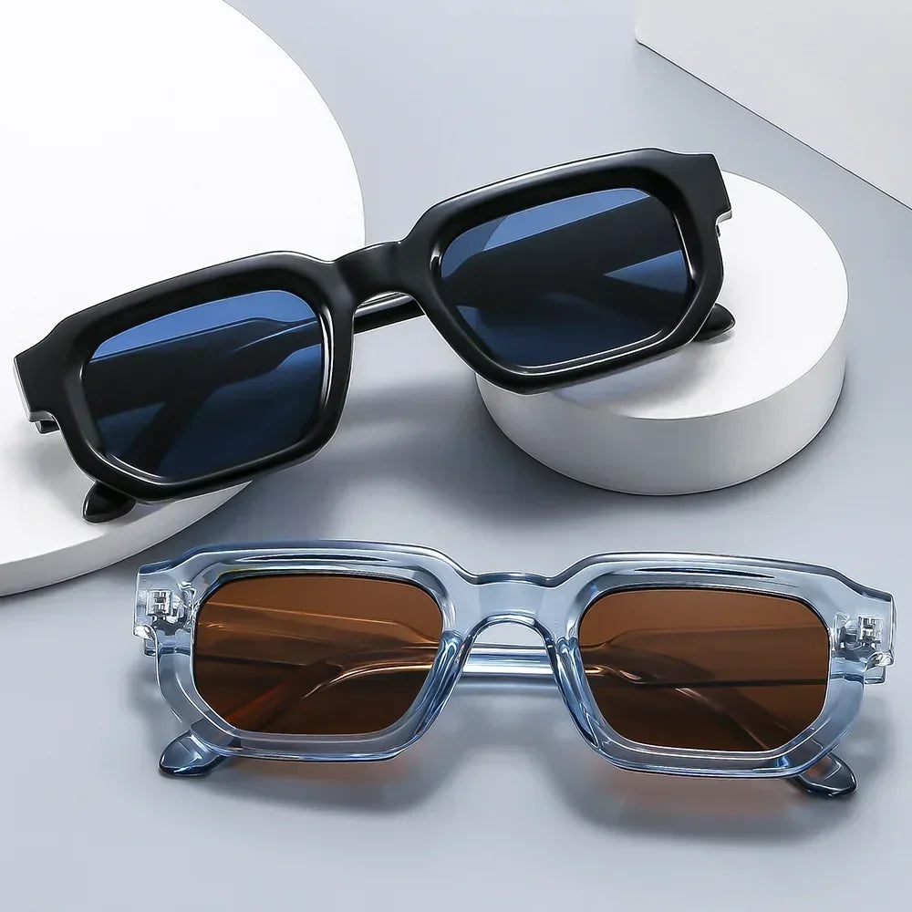 JNPCXI Fashion Blue Square Sunglasses For Women Men Retro Luxury Designer Clear Lens Sun Glasses Shades UV400 Eyeglasses