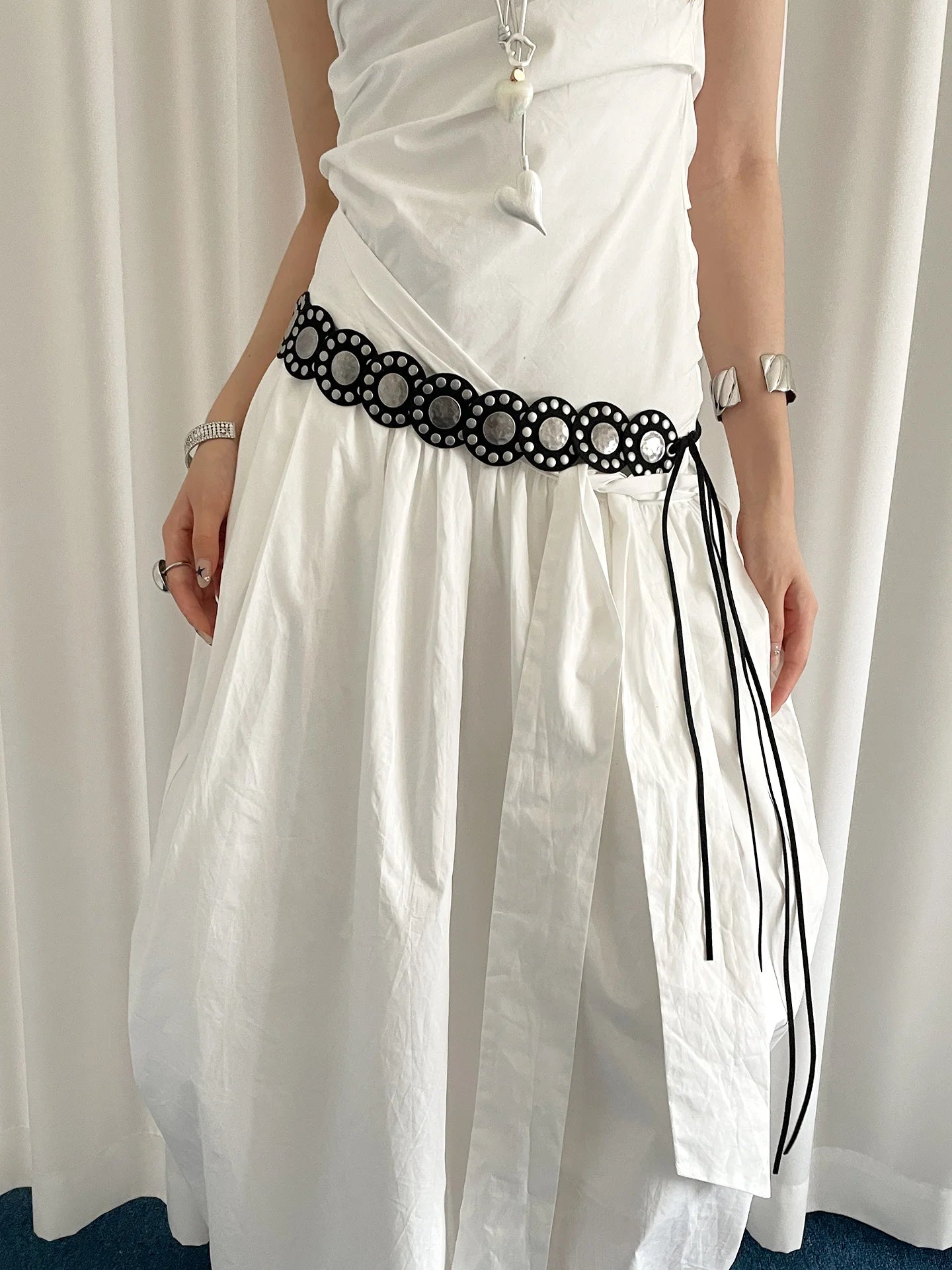 Retro Western Rivet Belt For Women Heavy-Duty Design For Skirts And Jeans Y2K Wide Belt As An Access