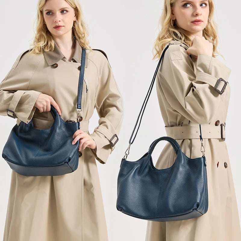 Women's Genuine Leather Handbag Large Capactiy Crossbody Shoulder Bag Female luxury designers waxed cowhide leather tote bag