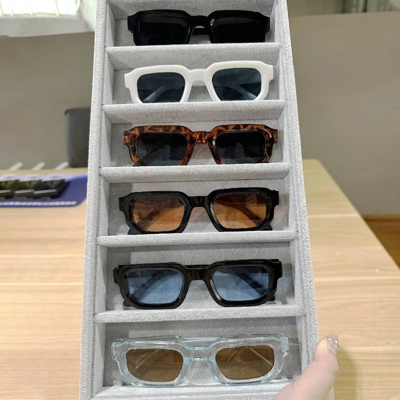 6PCS Retro Men Square Sunglasses For Women Vintage  Sun Glasses Fashion Shades UV400 Eyeglasses