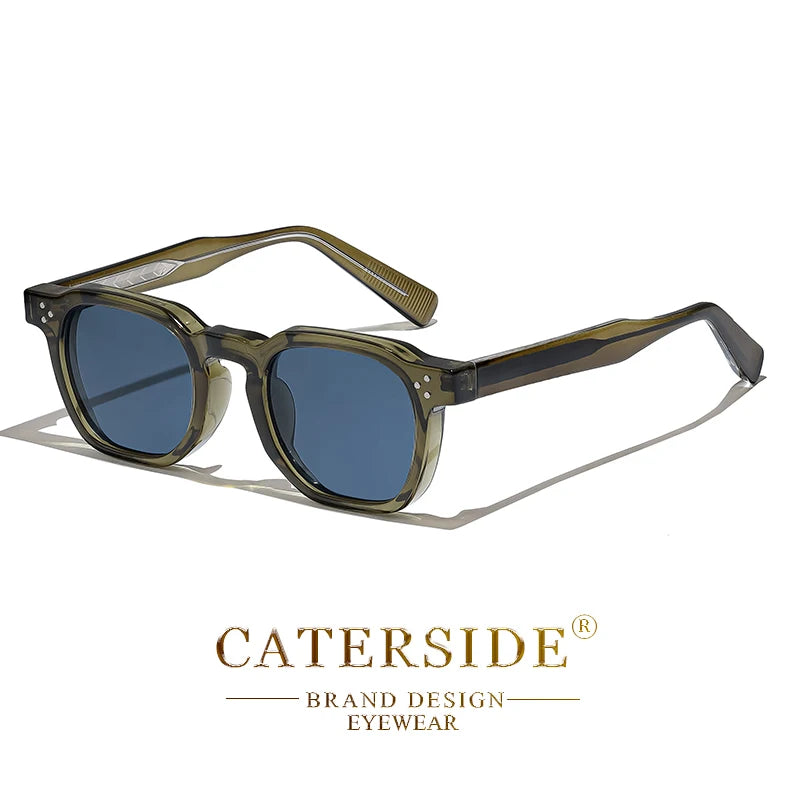CATERSIDE New Retro Punk Square Sunglasses Men Small Frame Personalized Design Sun Glasses for Women Travel Party Festival Gift