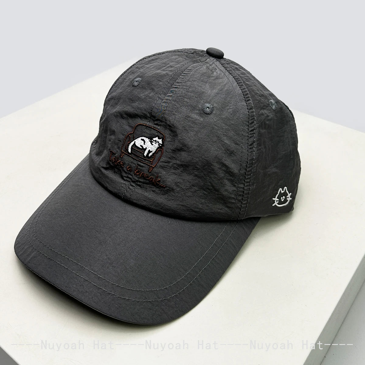 New Unisex Cartoon Embroidered Cat Letters Baseball Hats Sunshade Simple Breathable Quick Drying Peaked Caps Versatile Fashion