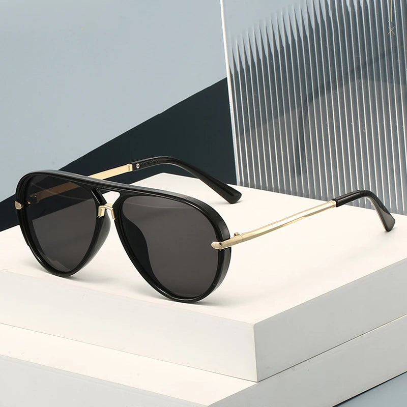 JNPCXI New Fashion Double Bridges Pilot Women Oversized Sunglasses Retro Candy Color Gradient UV400 Men Punk Sun Glasses