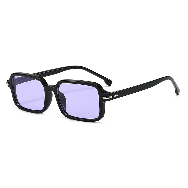 JNPCXI New Fashion Rectangle Women Square Sunglasses Retro Rivets Men Trending Green Shades UV400 Sun Glasses