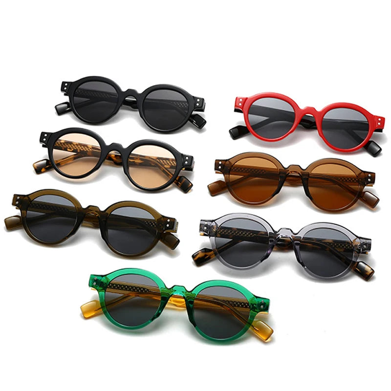 JNPCXI Retro Round Women Sunglasses Shades UV400 Fashion Punk Men Trending Green Yellow Sun Glasses