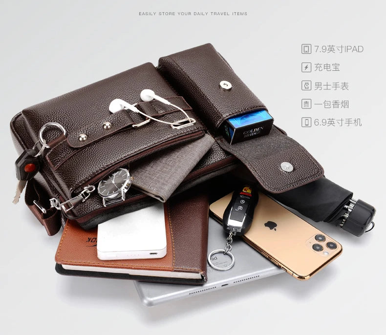 Men Shoulder Bag Pu Leather Business Messenger Crossbody Bags Designer Handbag