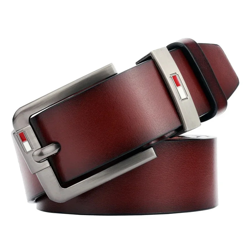 Coffee3 PU Leather Men Belt Classic Alloy Buckl for Jeans, Punk Casual Waistband