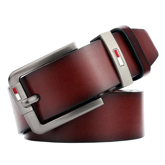 Coffee3 PU Leather Men Belt Classic Alloy Buckl for Jeans, Punk Casual Waistband