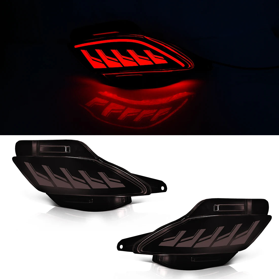 For Lexus RX350 RX270 RX450h 2009 2010 2011 2012 2013 2014 2015 Rear Bumper Reflector Lights with Dynamic Turn Signal Brake 12V