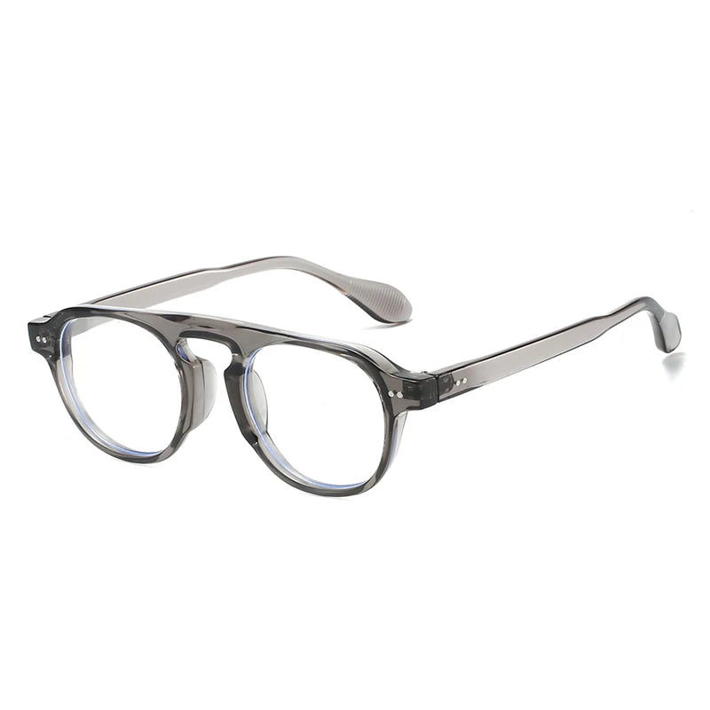 JNPCXI New Retro Rivets Round Punk Sunglasses Women Shades UV400 Fashion Men Clear Lens Frame