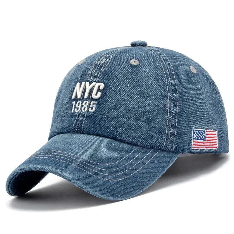 Fashion NYC 1985 Embroidery Denim Snapback Baseball Caps Adjustab Adult Sun Hats