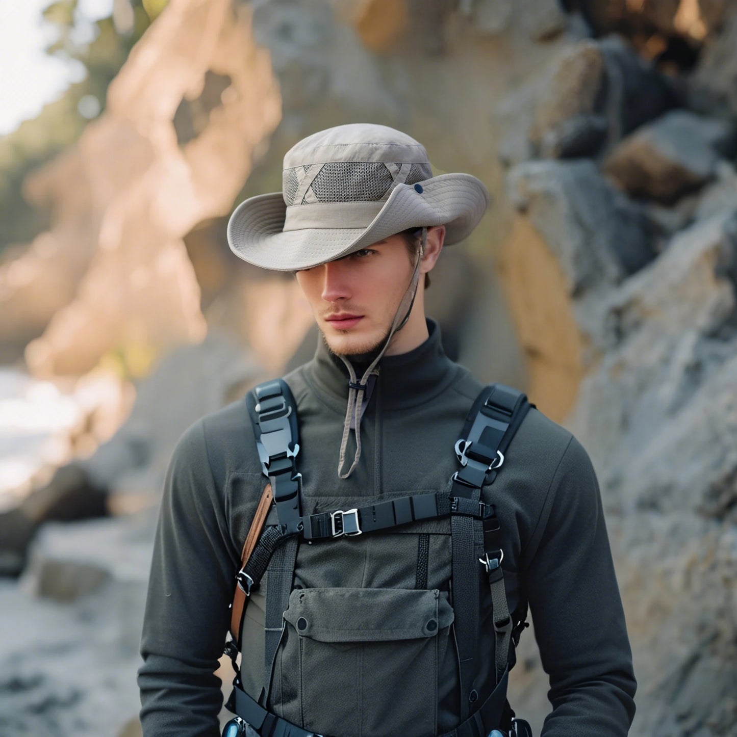 9245Summer large brim breathable shade fisherman hat Men's spring and autumn sun hat outdoor hiking fishing hat