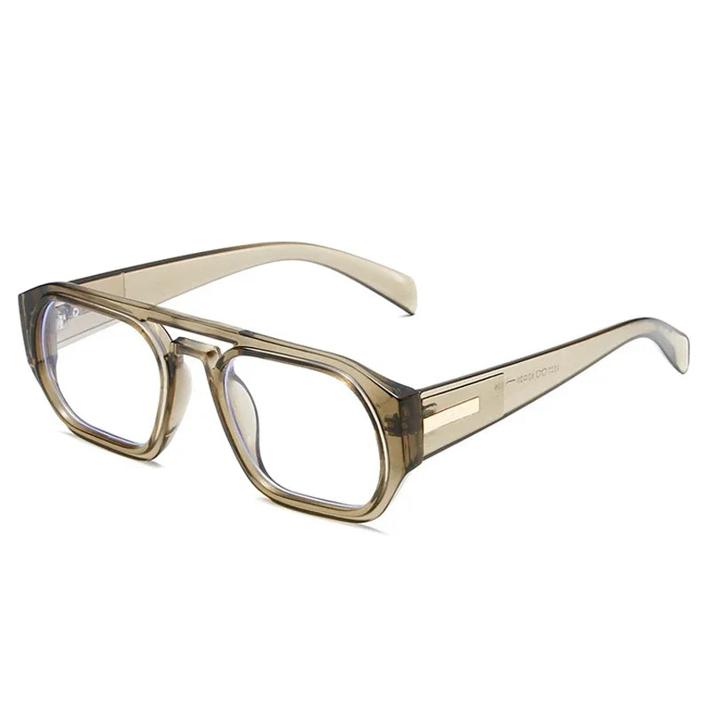JNPCXI Retro Double Bridges Polygon Square Women Sunglasses Fashion Green Shades UV400 Men Clear Gradient Sun Glasses