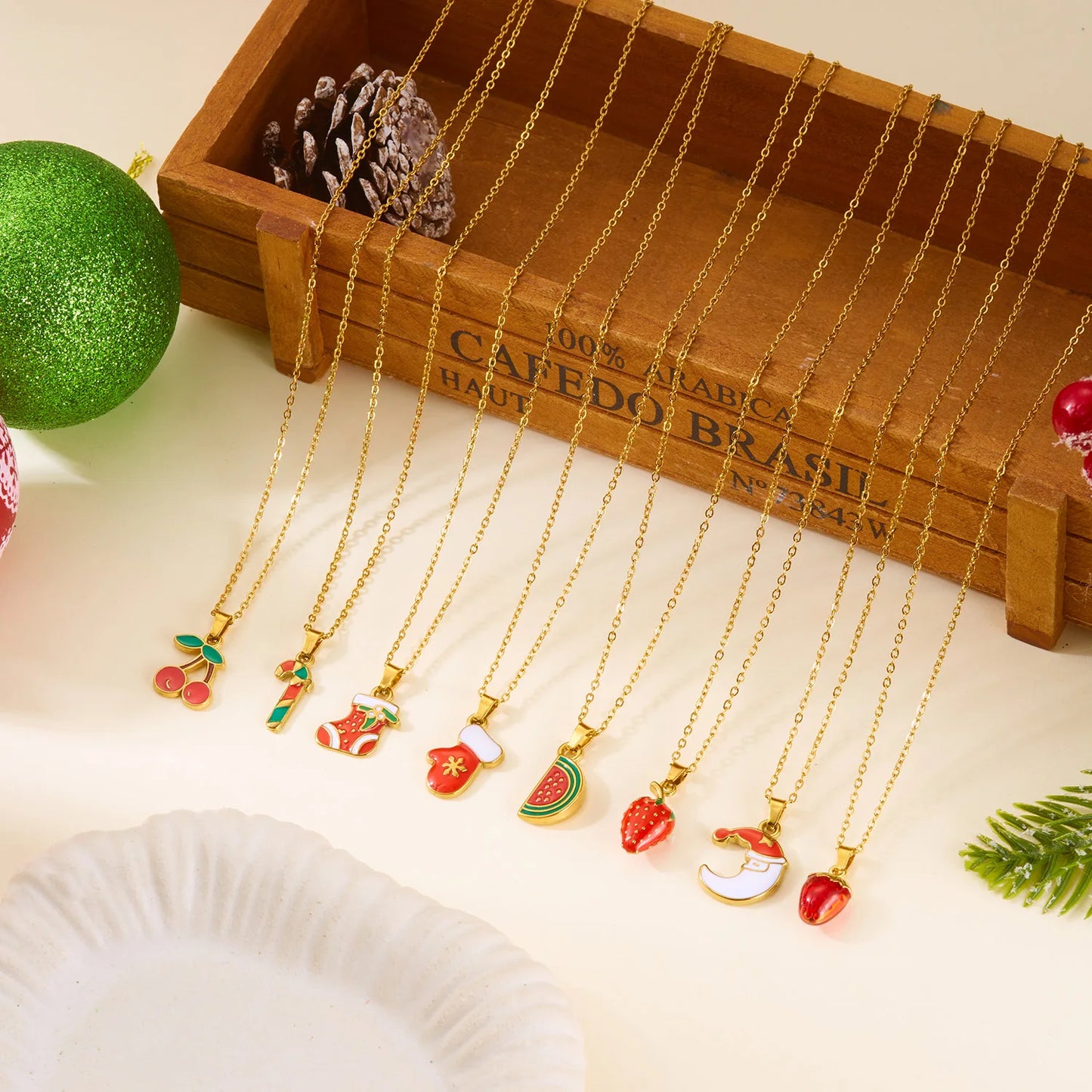 Stainless Steel Colorful Drip Oil Christmas Tree Snowman Pendant Necklace For Women Y2k Fashion Neck Chain Jewelry New Year Gift