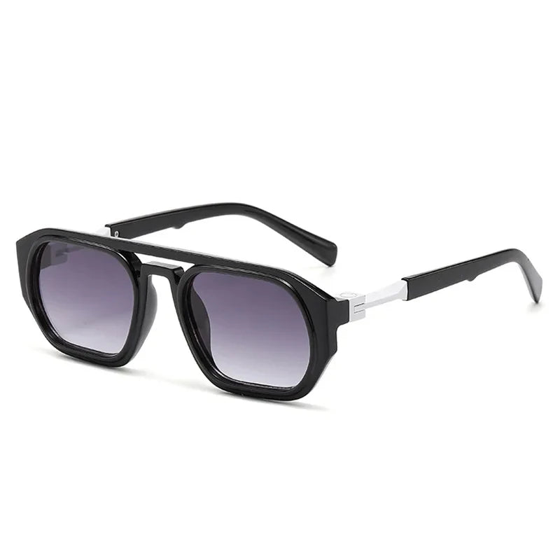 JNPCXI Retro Polygon Square Double Bridges Women Sunglasses Shades UV400 Fashion Clear Gradient Lens Men Trending Frame