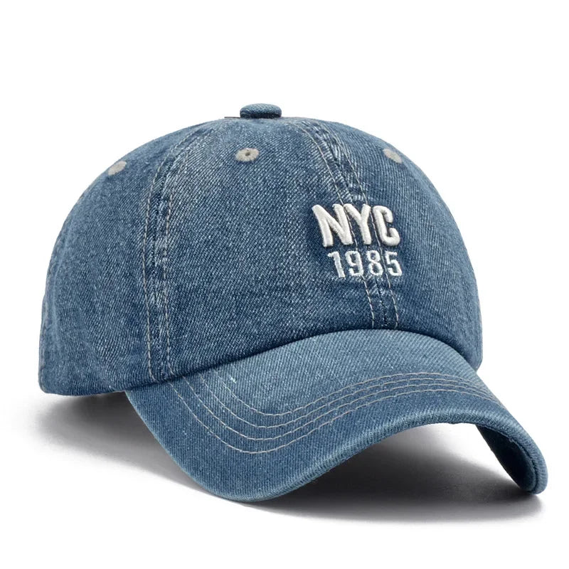 Fashion NYC 1985 Embroidery Denim Snapback Baseball Caps Adjustab Adult Sun Hats
