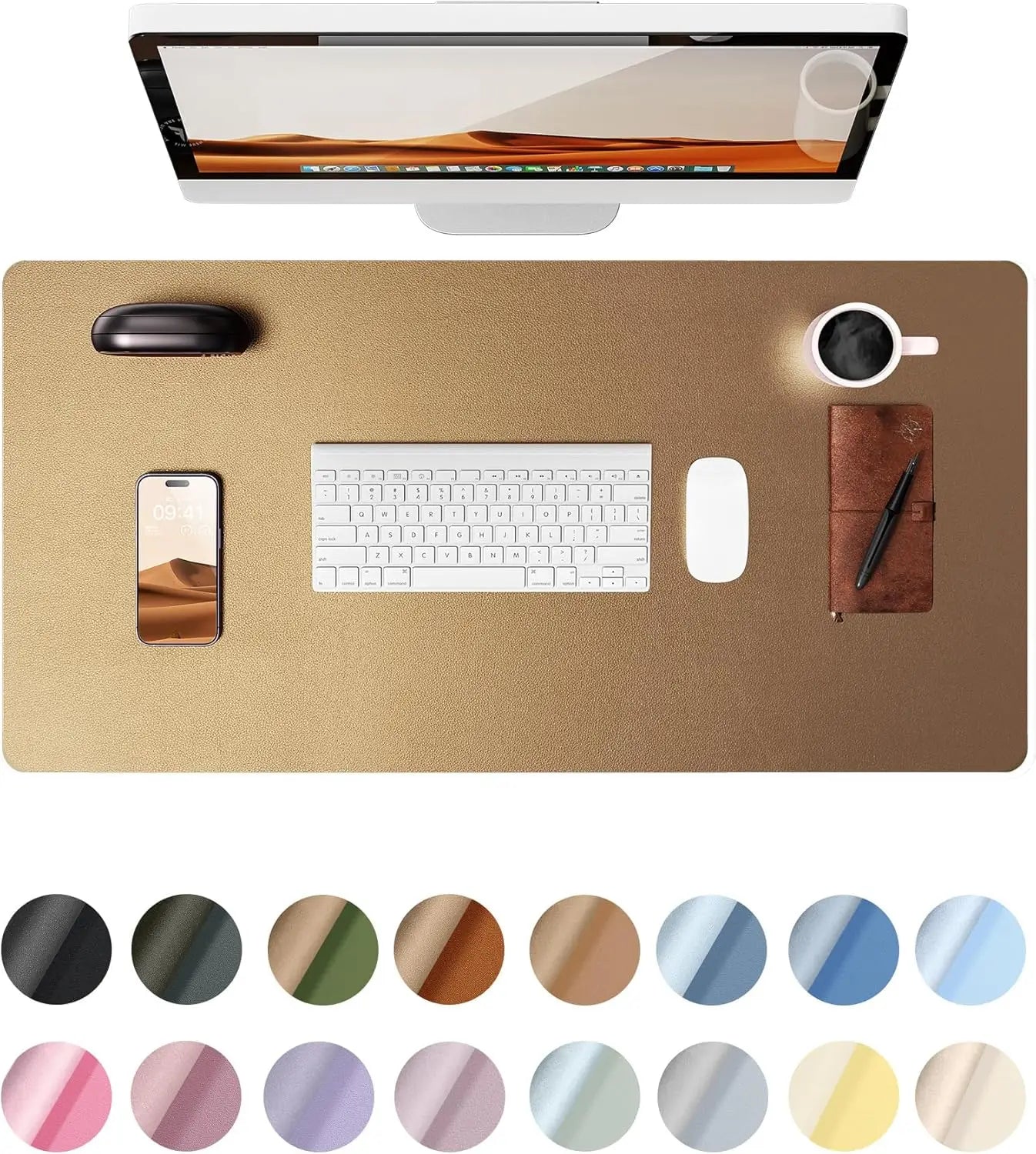 YSAGi Mouse Pad ,Leather Desk Protector, Office Mat, Large Mouse Mat, Non-Slip PU Leather Blotter, Laptop Waterproof Desk Pad