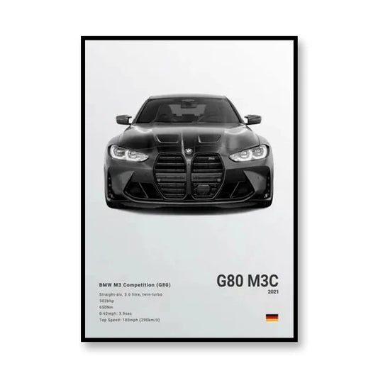 G80 M3C BMW Famous Brand Cars Canvas Wall Art Poster Print SVJ M5CS Room Decor