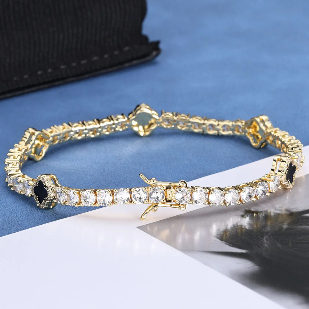 Men's NY Dainty Tennis Chain Gold/Silver Plated Zircon Bracelet Luxury Jewelry