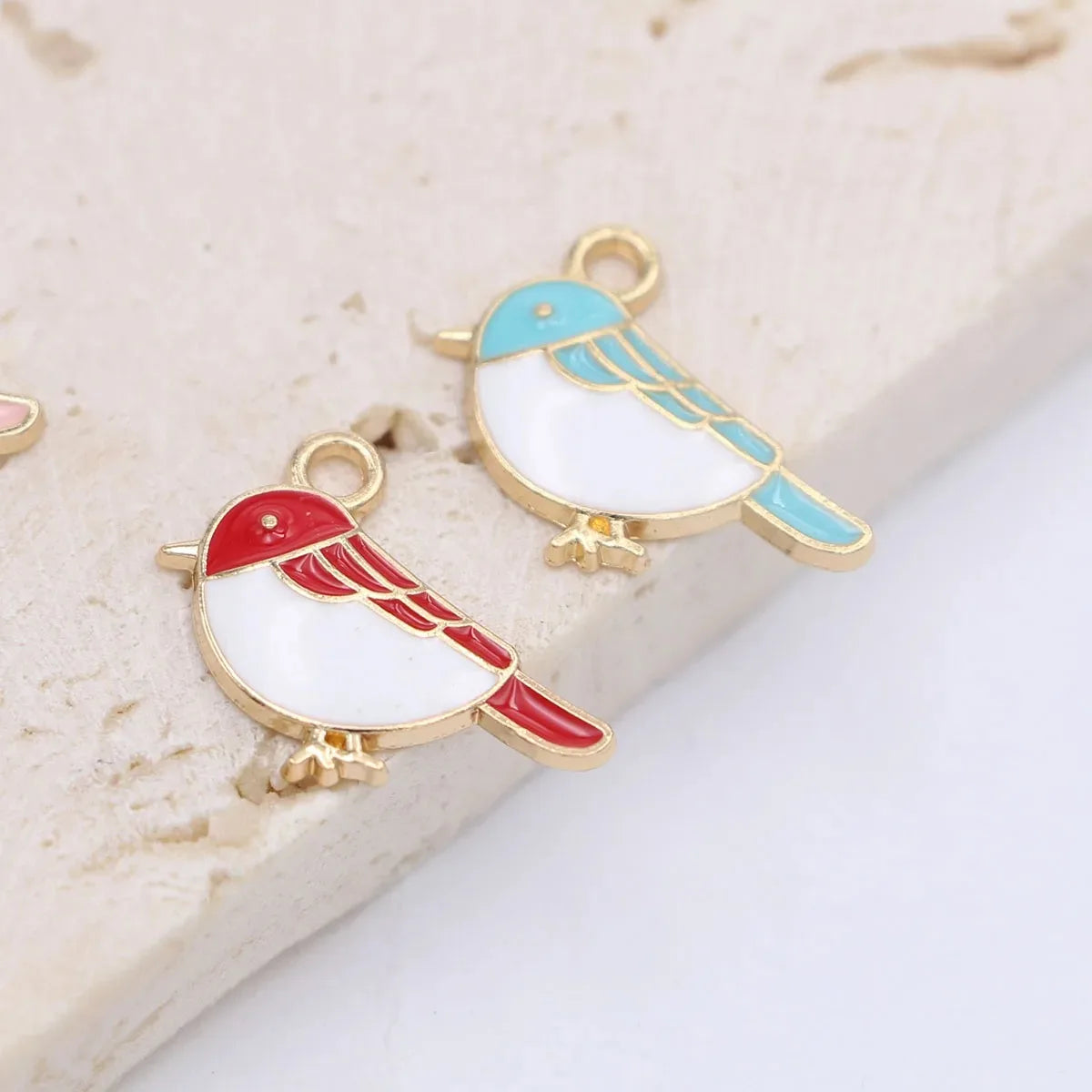 10Pcs Gold Color Enamel Blue Birds Charm Pendant Jewelry Making Earrings Bracelet Necklace Accessories DIY Craft
