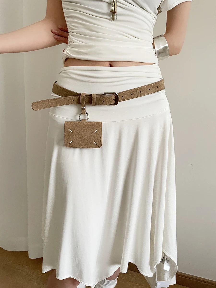 High-End Korean Style Khaki Belt For Women Waist Decoration With A Matte Design For A Minority Belt For A Dress