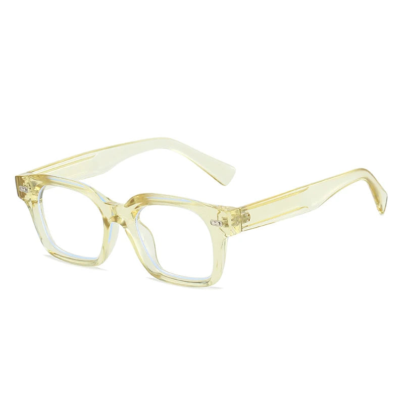 JNPCXI New Square Sunglasses Women Fashion Black Blue Shades UV400 Retro Rivets Men Clear Anti Blue Light Glasses Frame